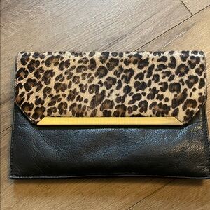 Silpada Leopard and Black Leather Clutch